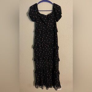 Wayf Black Floral Maxi Dress